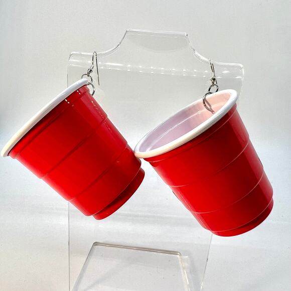 Solo Cup Shot Earrings - Shot Glass Earrings - Party Earrings - Club Accessories - Picture 2 of 11
